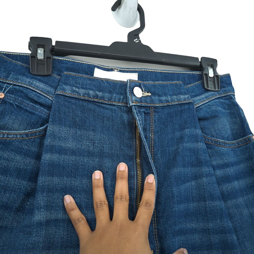 Mother Women 27 Pinch Sneak Jeans Blue Wide Leg Denim High Waist Pleated NEW - Picture 4 of 10